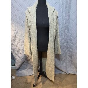 Maria Rodriguez Chicago Cream Boucle Knit Longline Duster Cardigan Sweater